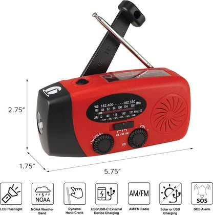 Solar and Crank Powered Radio and Flashlight - Light & Communication