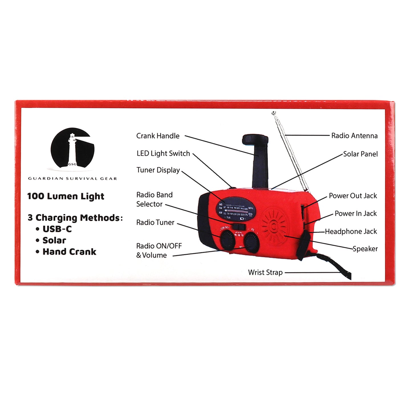 Solar and Crank Powered Radio and Flashlight - Light & Communication