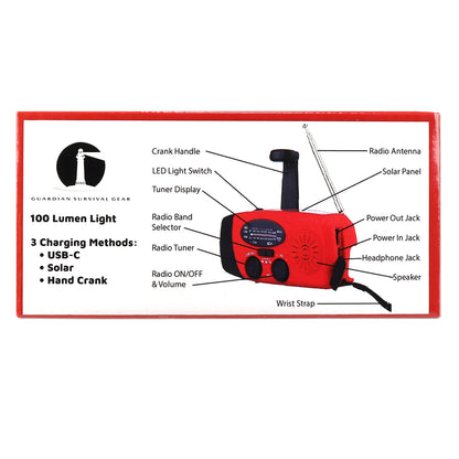 Solar and Crank Powered Radio and Flashlight - Light & Communication