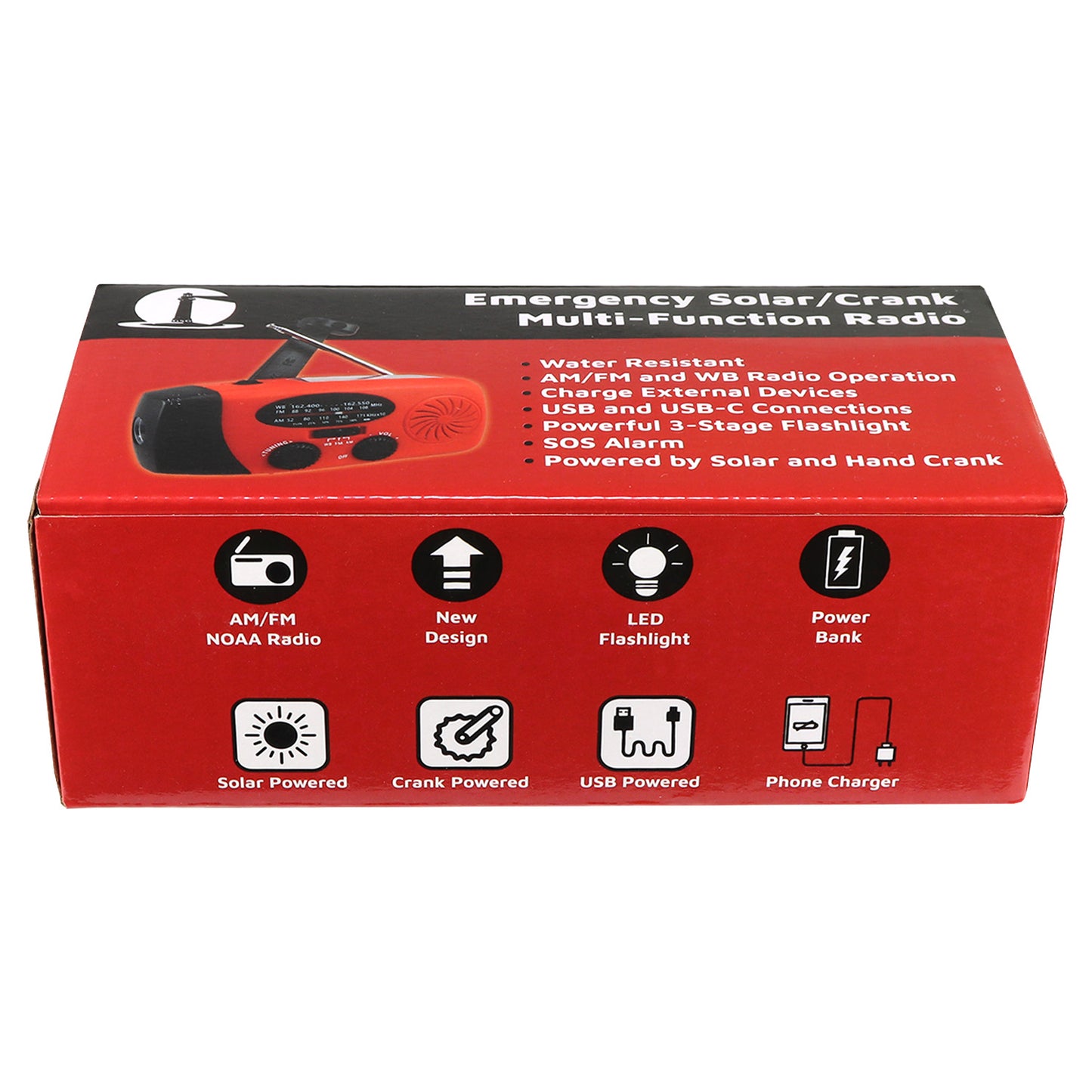 Solar and Crank Powered Radio and Flashlight - Light & Communication